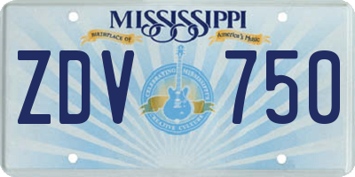 MS license plate ZDV750
