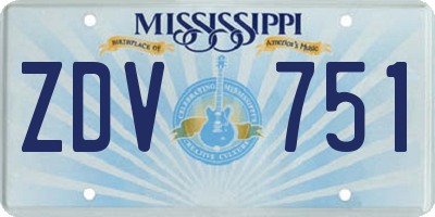 MS license plate ZDV751
