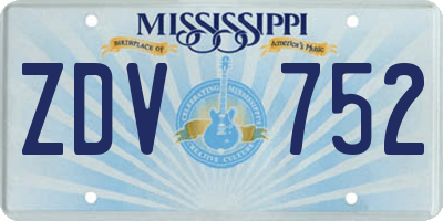 MS license plate ZDV752