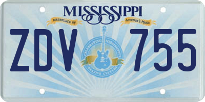 MS license plate ZDV755