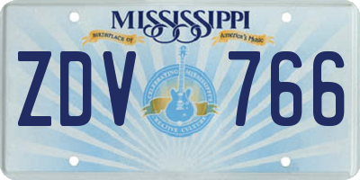 MS license plate ZDV766