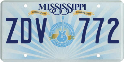MS license plate ZDV772