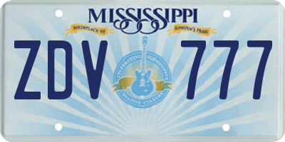 MS license plate ZDV777