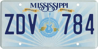 MS license plate ZDV784