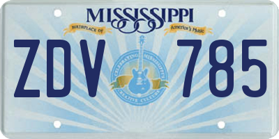 MS license plate ZDV785