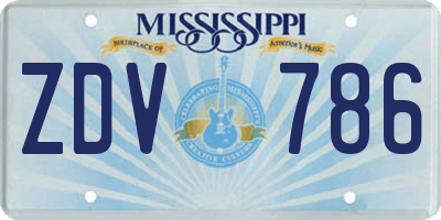 MS license plate ZDV786