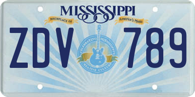 MS license plate ZDV789