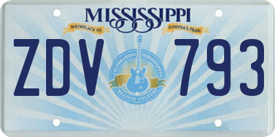 MS license plate ZDV793