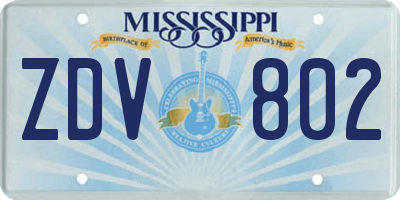 MS license plate ZDV802