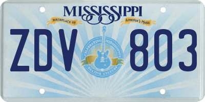 MS license plate ZDV803