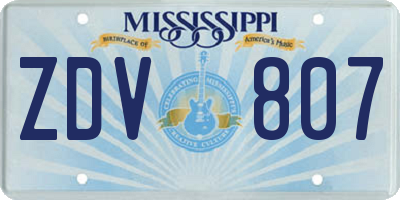 MS license plate ZDV807