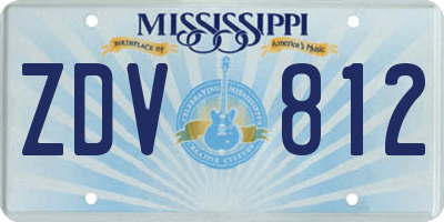 MS license plate ZDV812