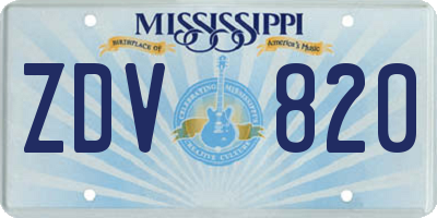 MS license plate ZDV820