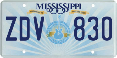 MS license plate ZDV830