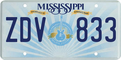MS license plate ZDV833