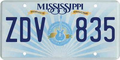 MS license plate ZDV835