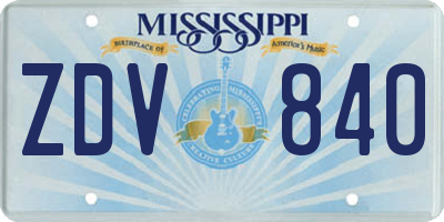 MS license plate ZDV840