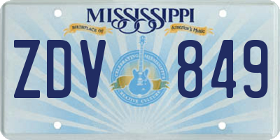 MS license plate ZDV849