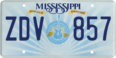 MS license plate ZDV857