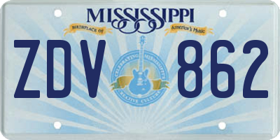 MS license plate ZDV862