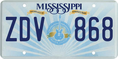 MS license plate ZDV868