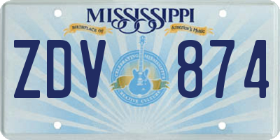 MS license plate ZDV874