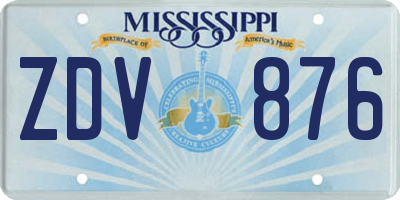 MS license plate ZDV876
