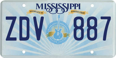 MS license plate ZDV887