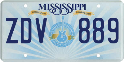 MS license plate ZDV889