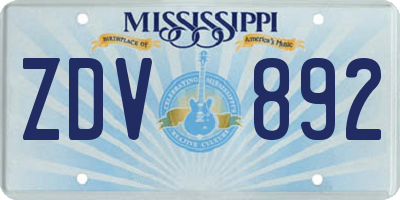 MS license plate ZDV892