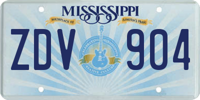 MS license plate ZDV904