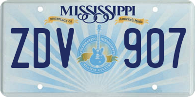 MS license plate ZDV907