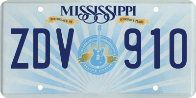 MS license plate ZDV910