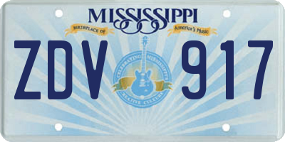 MS license plate ZDV917