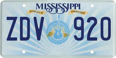 MS license plate ZDV920