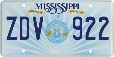 MS license plate ZDV922