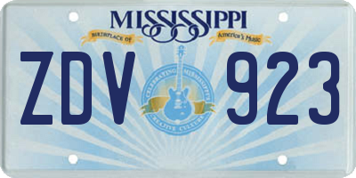 MS license plate ZDV923