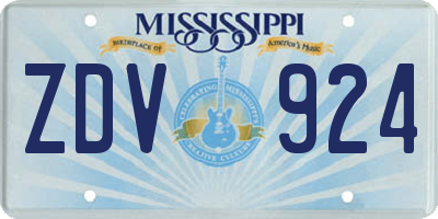 MS license plate ZDV924