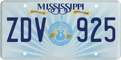 MS license plate ZDV925