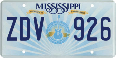 MS license plate ZDV926