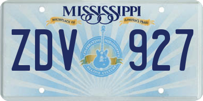 MS license plate ZDV927