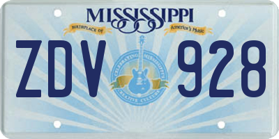 MS license plate ZDV928