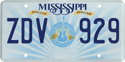 MS license plate ZDV929