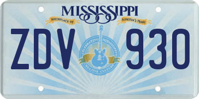MS license plate ZDV930