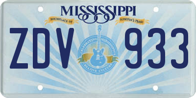 MS license plate ZDV933