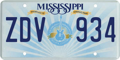MS license plate ZDV934