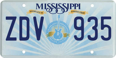 MS license plate ZDV935