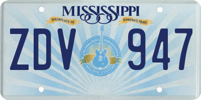 MS license plate ZDV947