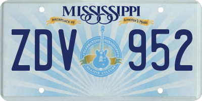 MS license plate ZDV952