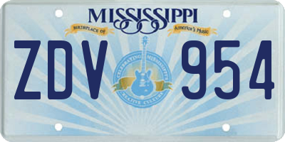 MS license plate ZDV954